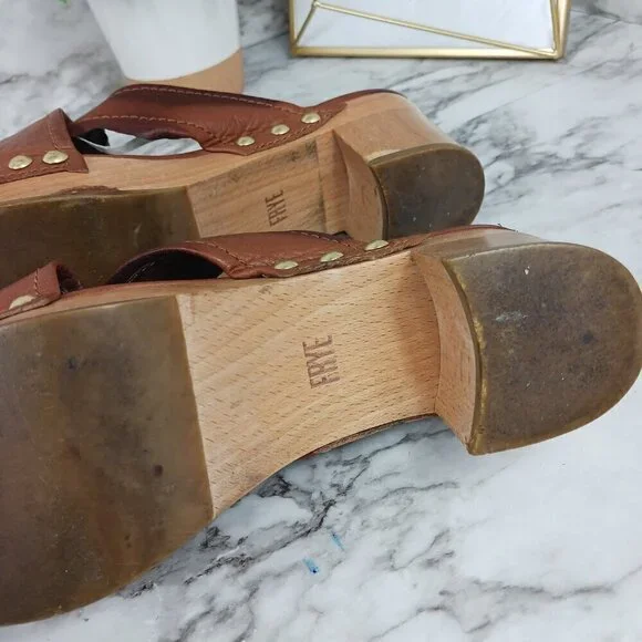 FRYE Womens Fiona Slide Cross Strap Dress Sandals Brown Leather Size 7M - Picture 13 of 14